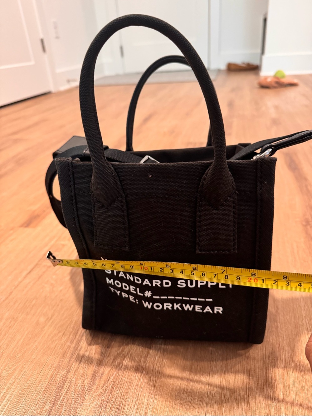 Black Mini Tote - Compact Canvas Crossbody
